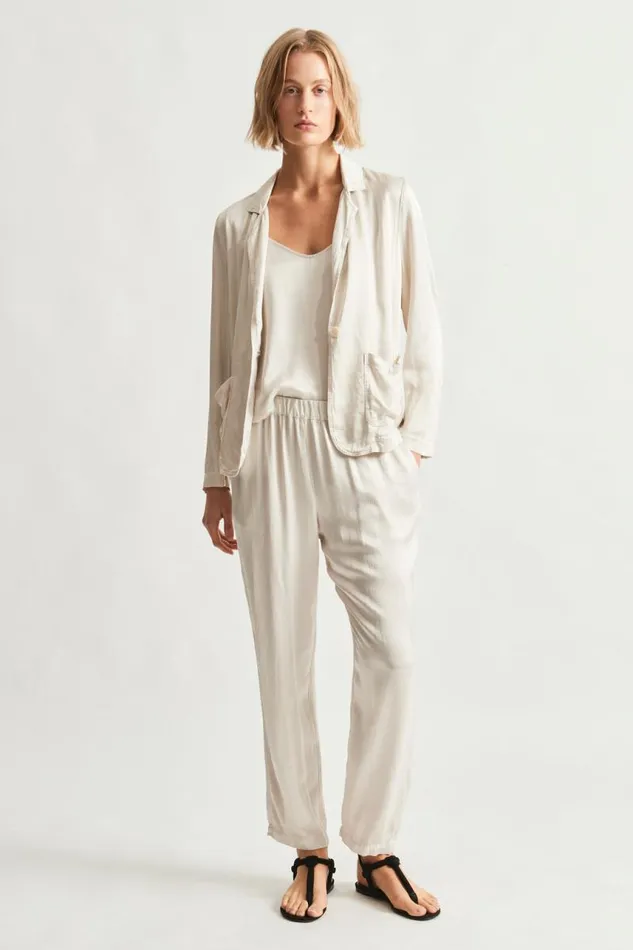 Raquel Allegra Jackets Women Pebble Satin Dirty White Juba Jacket