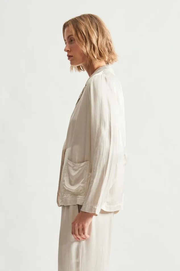 Raquel Allegra Jackets Women Pebble Satin Dirty White Juba Jacket