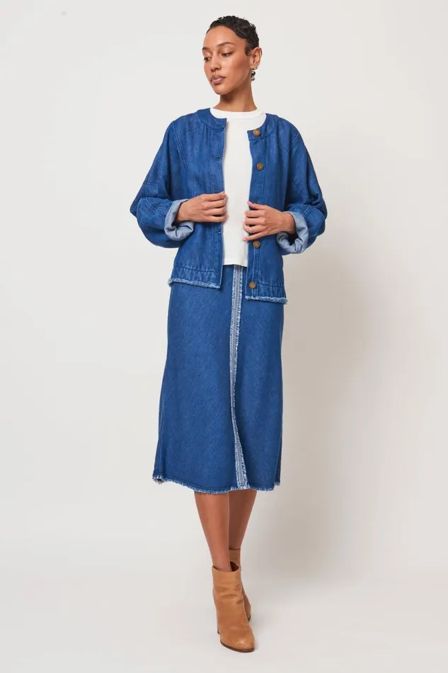 Raquel Allegra Jackets Women Washed Indigo JJ Denim Jacket