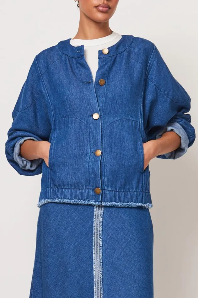 Raquel Allegra Jackets Women Washed Indigo JJ Denim Jacket