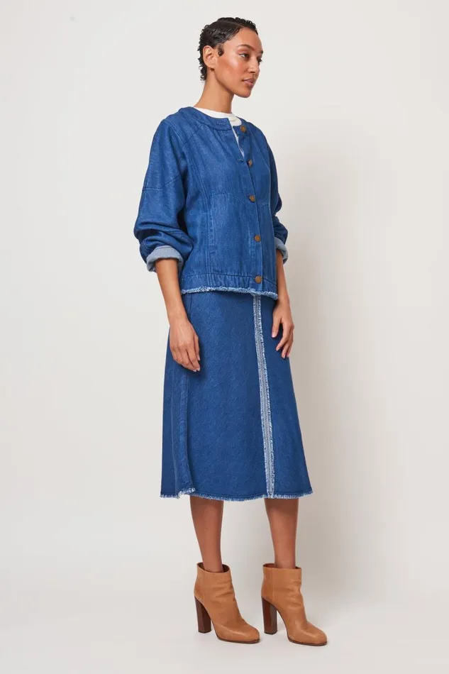 Raquel Allegra Jackets Women Washed Indigo JJ Denim Jacket
