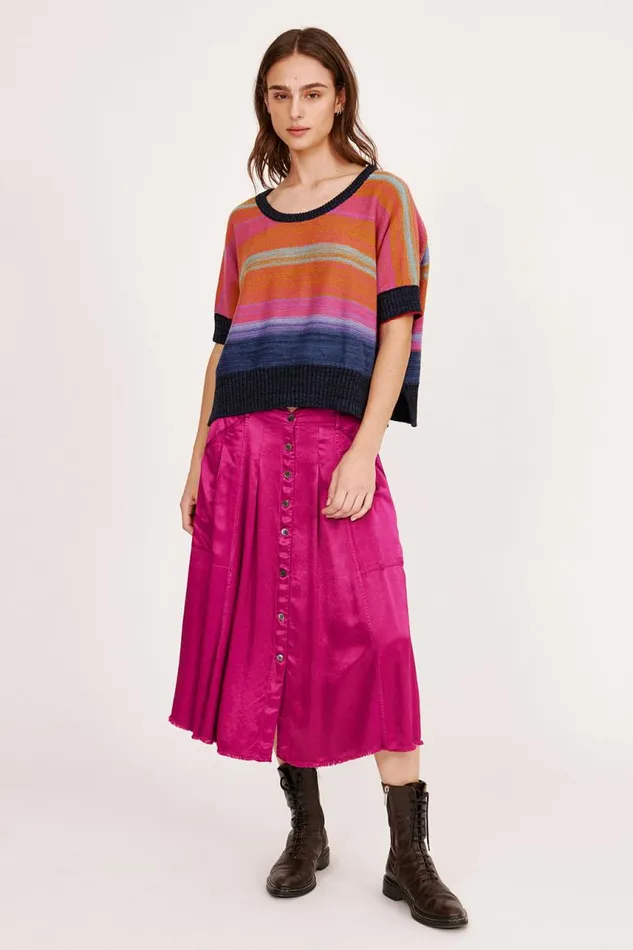 Raquel Allegra Sweaters and Knits Women Cotton Cashmere Blues Allesandro Sweater