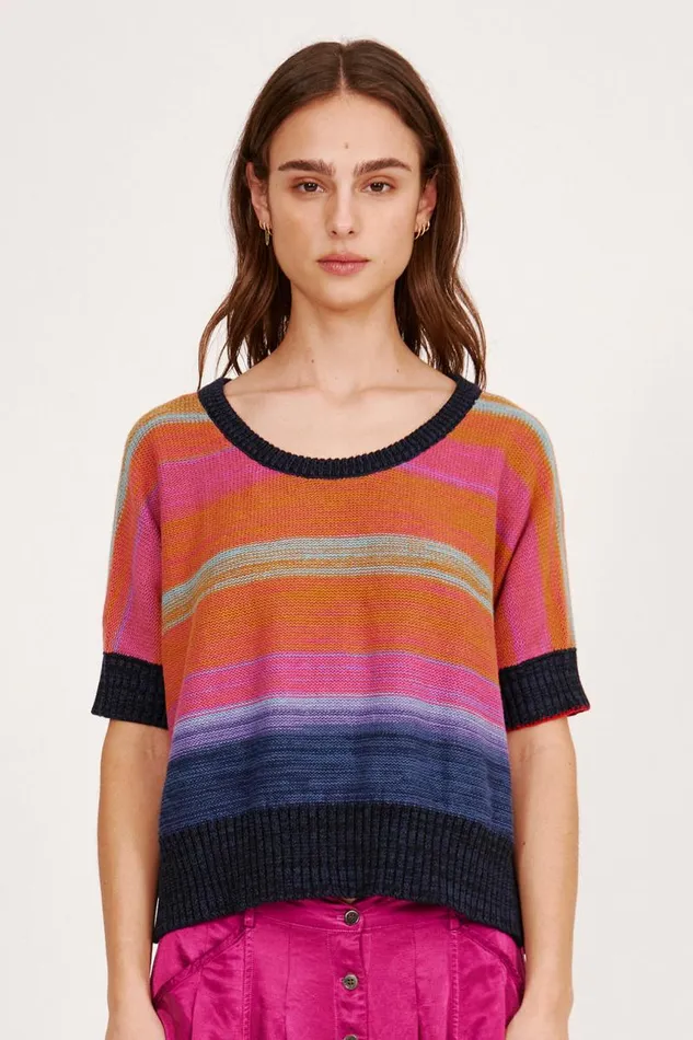 Raquel Allegra Sweaters and Knits Women Cotton Cashmere Blues Allesandro Sweater