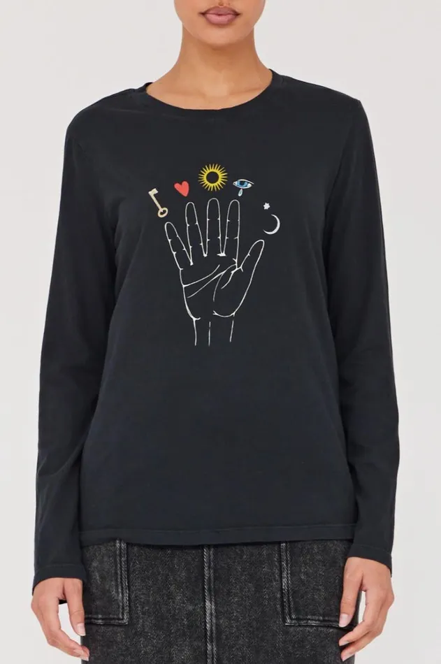 Raquel Allegra TShirts Women Black Cosmic Hand Tilda Tee Raquel Allegra TShirts Women Black Cosmic Hand Tilda Tee