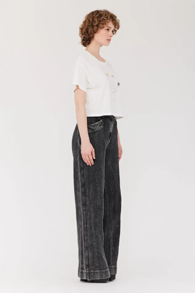 Raquel Allegra TShirts Women Dirty White Cosmic Hand Claudia Top