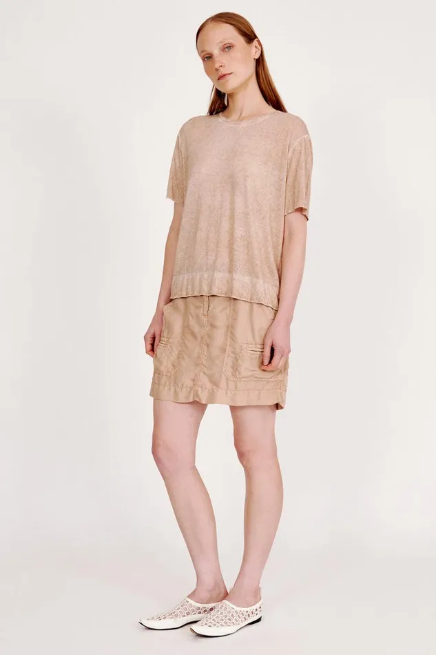 Raquel Allegra TShirts Women Khaki Boxy Tee