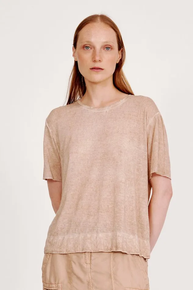 Raquel Allegra TShirts Women Khaki Boxy Tee