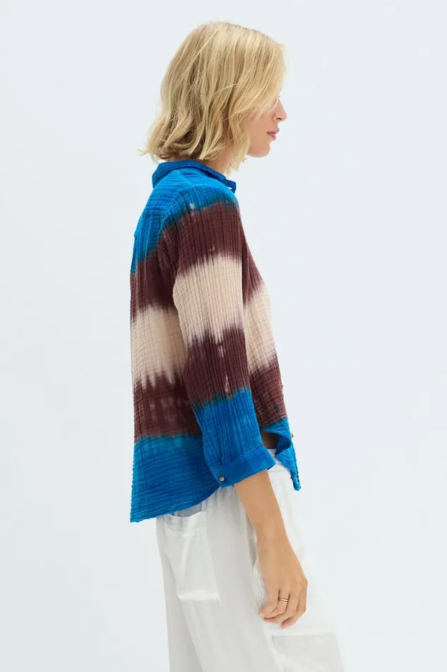 Raquel Allegra TShirts Women Lapis Multi Dual Gauze Lauren Blouse