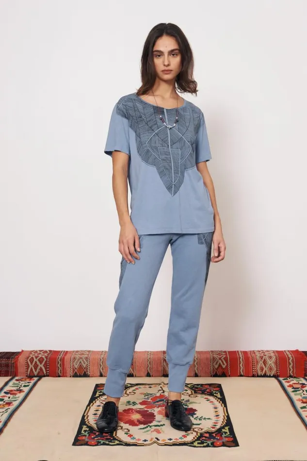 Raquel Allegra TShirts Women Vintage Fleece French Blue Kibo Tee