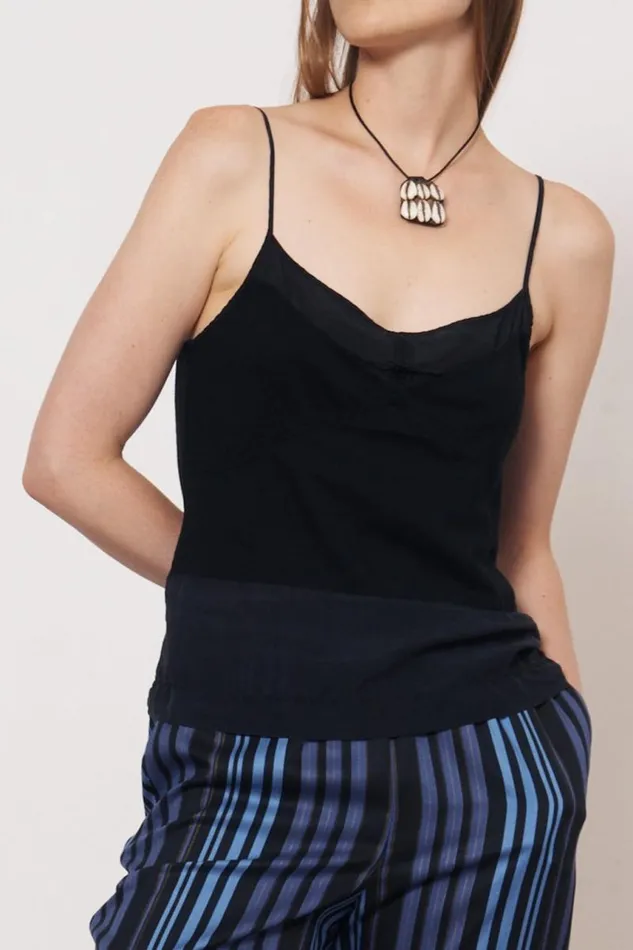 Raquel Allegra Tops Women Black Fulani Tank Top