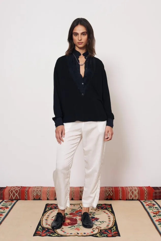 Raquel Allegra Tops Women Black Igbo Top