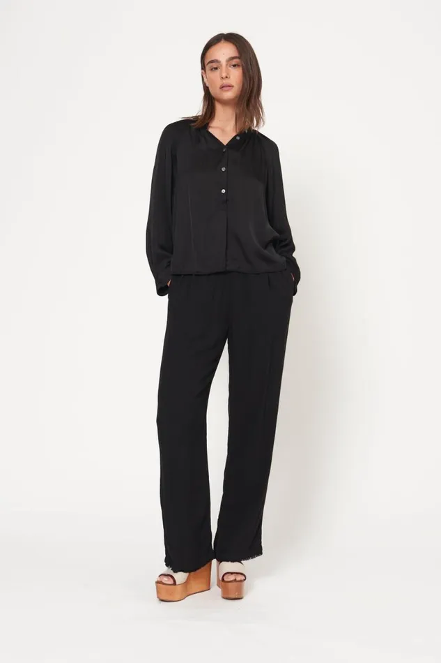 Raquel Allegra Tops Women Black Sparrow Shirt