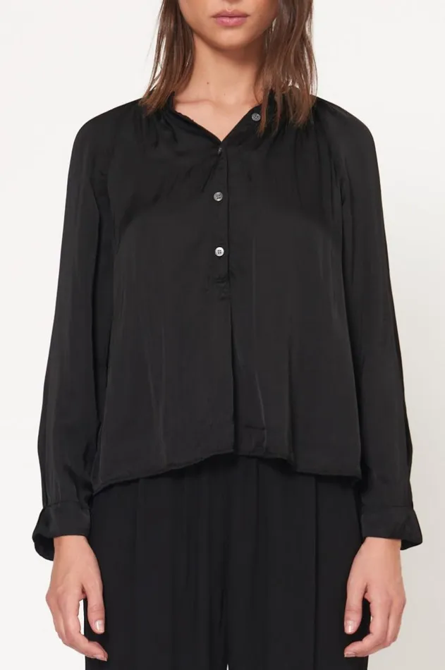 Raquel Allegra Tops Women Black Sparrow Shirt Raquel Allegra Tops Women Black Sparrow Shirt