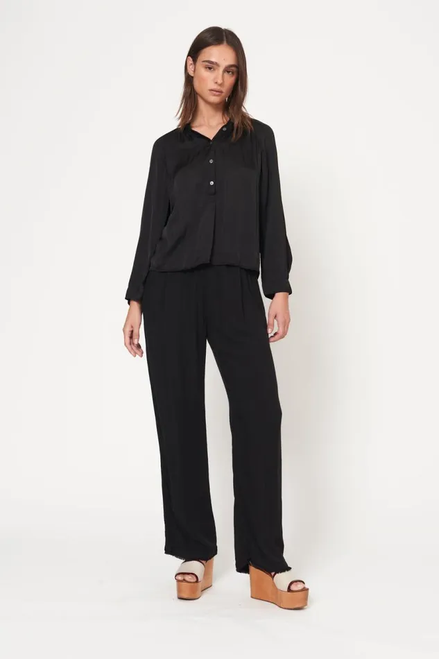 Raquel Allegra Tops Women Black Sparrow Shirt Raquel Allegra Tops Women Black Sparrow Shirt