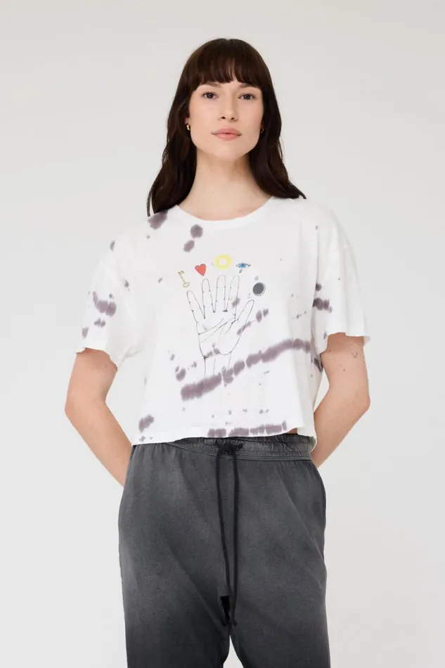 Raquel Allegra Tops Women Black TieDye Claudia Tee