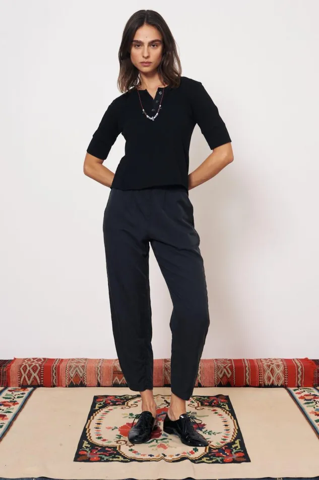 Raquel Allegra Tops Women Black Zulu Top
