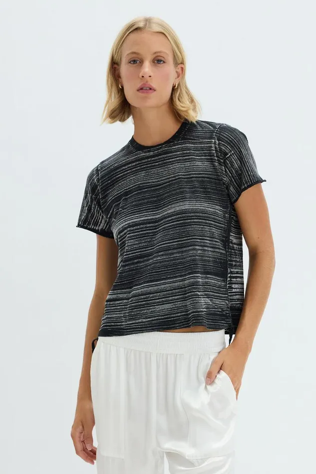 Raquel Allegra Tops Women Brush Black Liana Tee