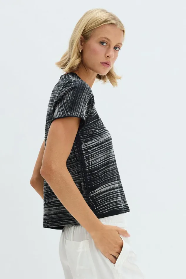 Raquel Allegra Tops Women Brush Black Liana Tee