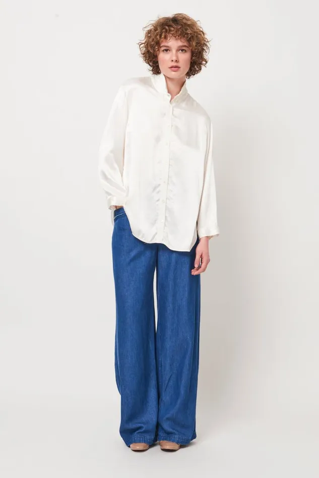 Raquel Allegra Tops Women Dirty White Lauren Blouse