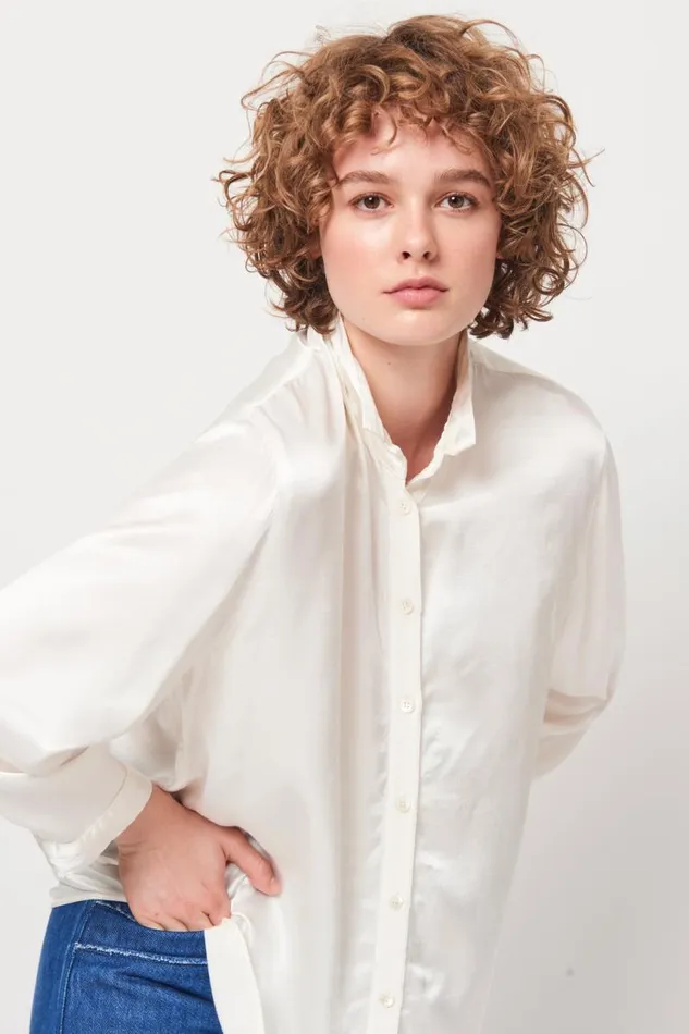 Raquel Allegra Tops Women Dirty White Lauren Blouse