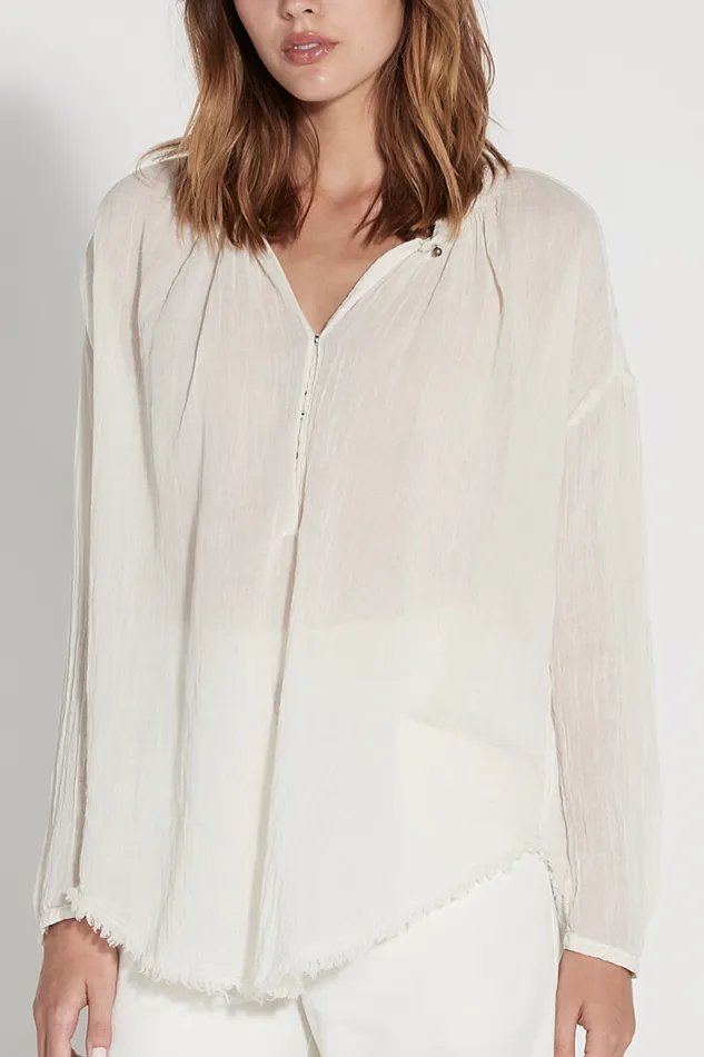 Raquel Allegra Tops Women Dirty White Poet Blouse