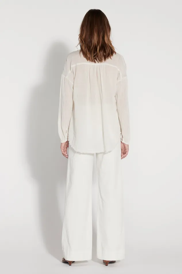 Raquel Allegra Tops Women Dirty White Poet Blouse
