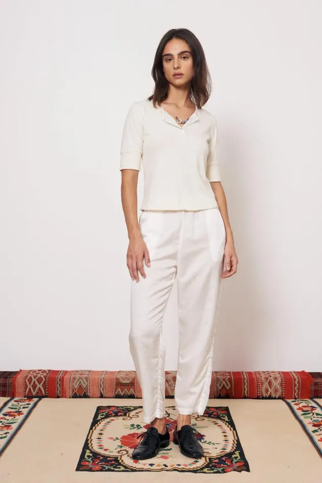 Raquel Allegra Tops Women Dirty White Zulu Top