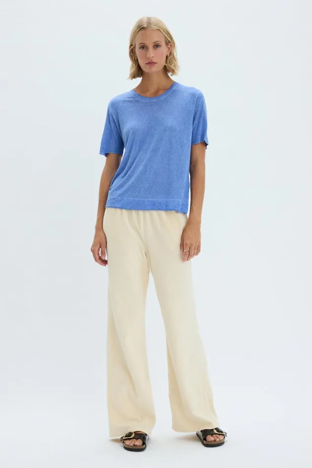 Raquel Allegra Tops Women Dusty Blue Boxy Tee Raquel Allegra Tops Women Dusty Blue Boxy Tee