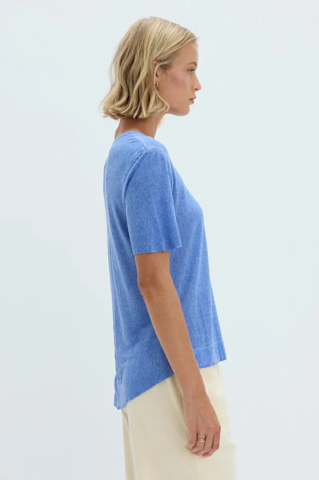 Raquel Allegra Tops Women Dusty Blue Boxy Tee Raquel Allegra Tops Women Dusty Blue Boxy Tee
