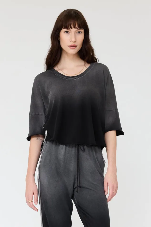 Raquel Allegra Tops Women Faded Black Venice Tee