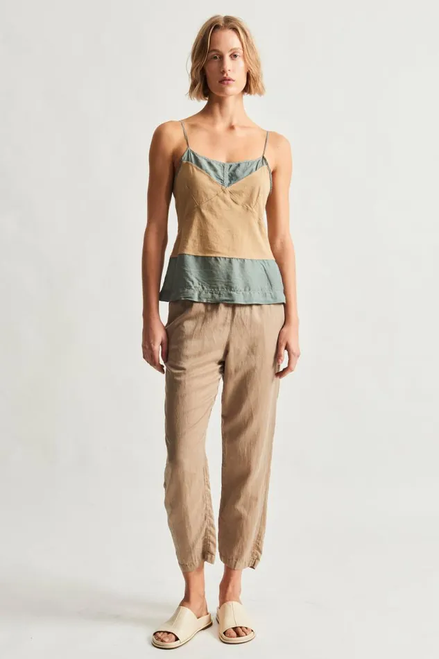 Raquel Allegra Tops Women Khaki Fulani Tank Top
