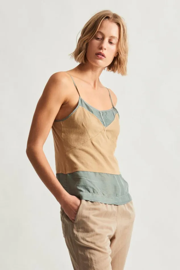 Raquel Allegra Tops Women Khaki Fulani Tank Top