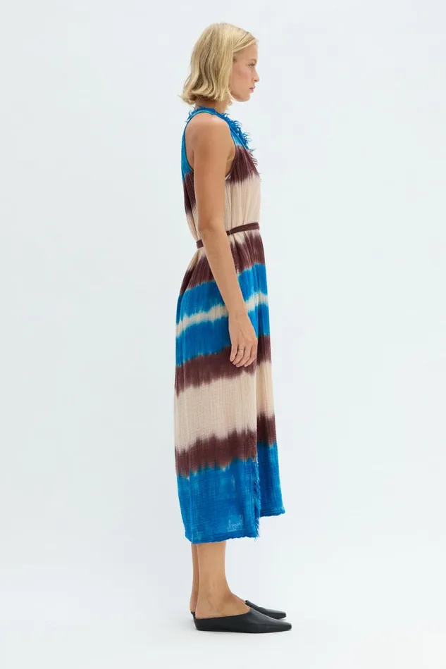 Raquel Allegra Tops Women Lapis Multi Dual Gauze Halter Dress