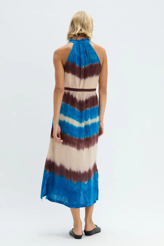 Raquel Allegra Tops Women Lapis Multi Dual Gauze Halter Dress