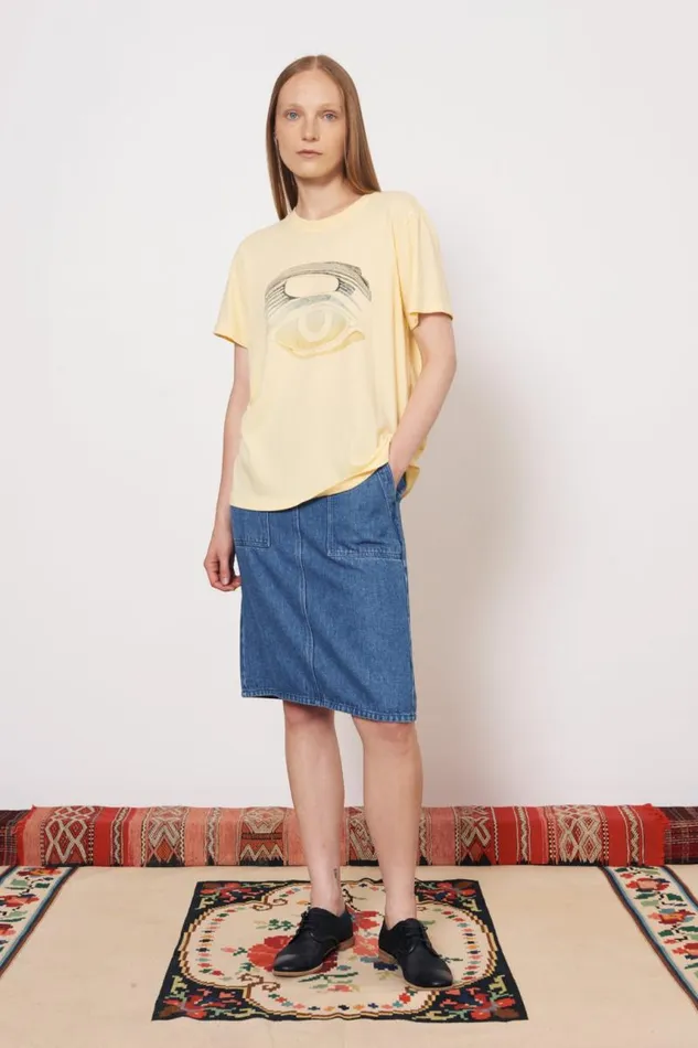 Raquel Allegra Tops Women Marigold Betty Tee With Evil Eye