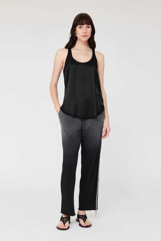 Raquel Allegra Tops Women Pebble Satin Black Effie Tank