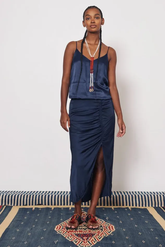 Raquel Allegra Tops Women Pebble Satin Midnight Willow Cami