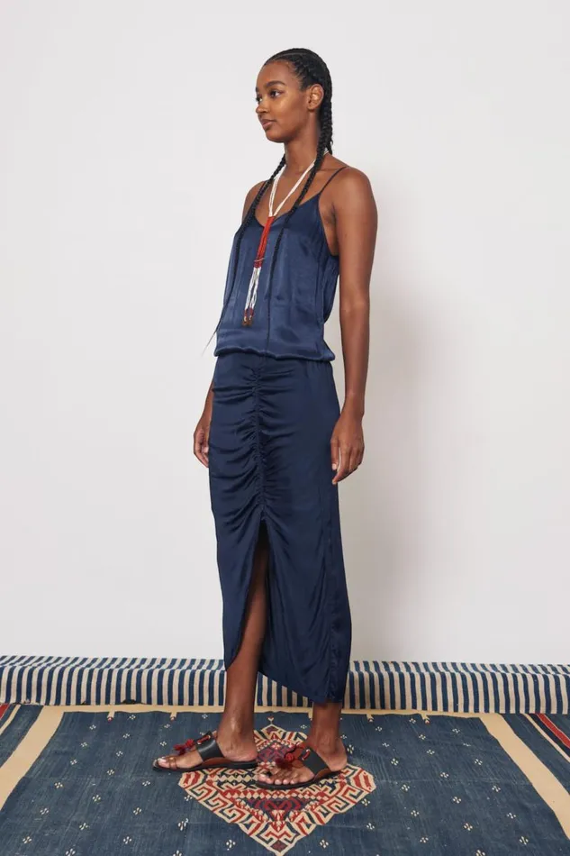 Raquel Allegra Tops Women Pebble Satin Midnight Willow Cami