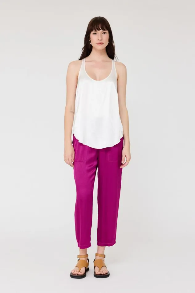 Raquel Allegra Tops Women Pebble Satin Washed White Effie Tank