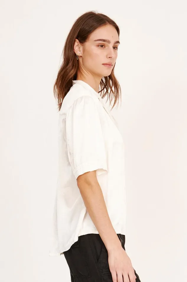 Raquel Allegra Tops Women Pebble Satin Washed White Victory Blouse
