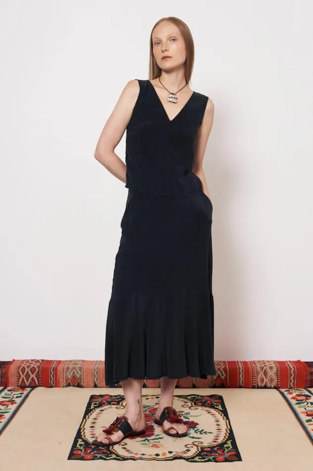 Raquel Allegra Tops Women Silk Black Ada Tank