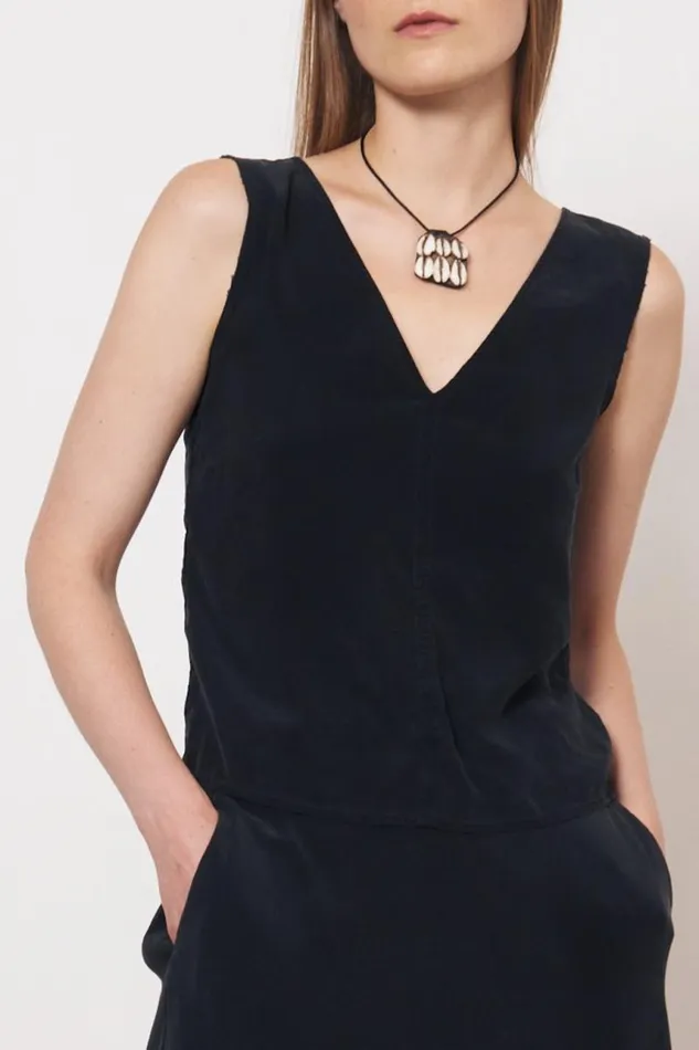 Raquel Allegra Tops Women Silk Black Ada Tank