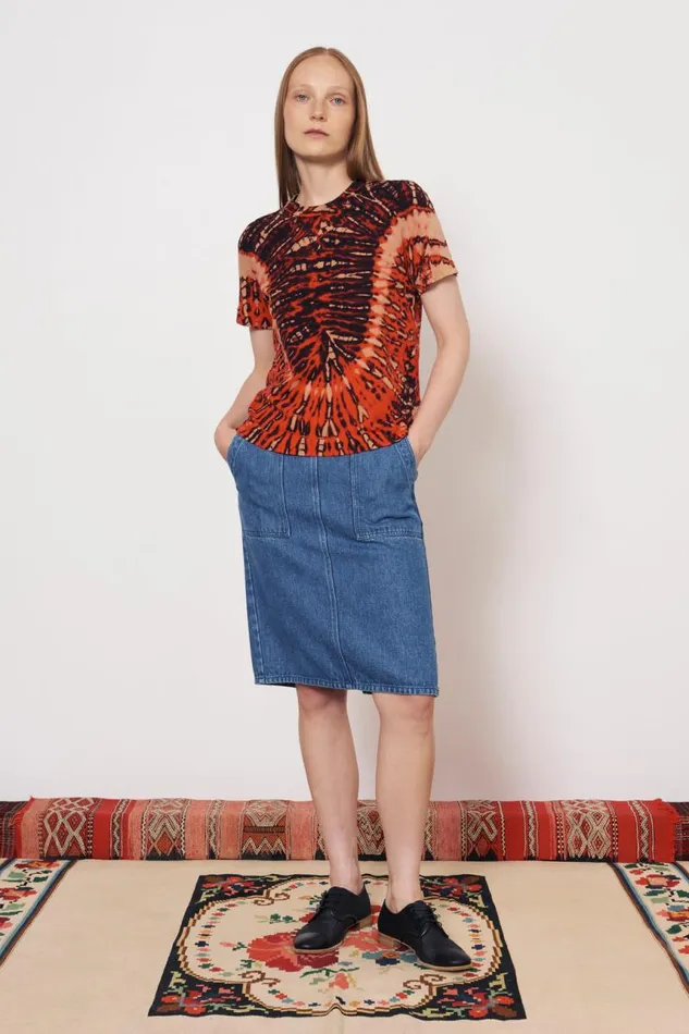 Raquel Allegra Tops Women Tomato And Navy Boy Tee