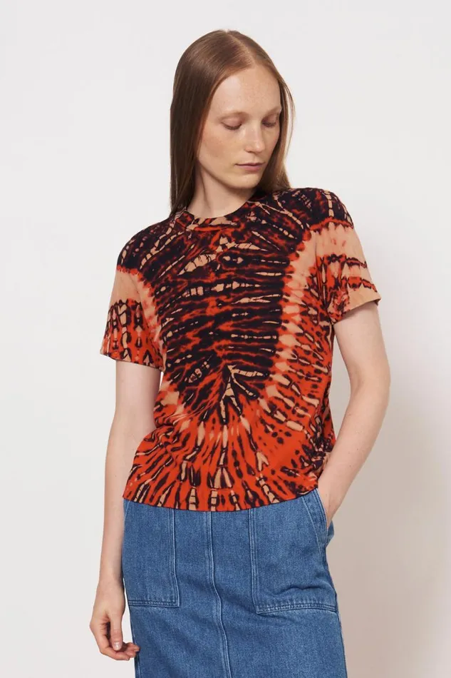 Raquel Allegra Tops Women Tomato And Navy Boy Tee Raquel Allegra Tops Women Tomato And Navy Boy Tee