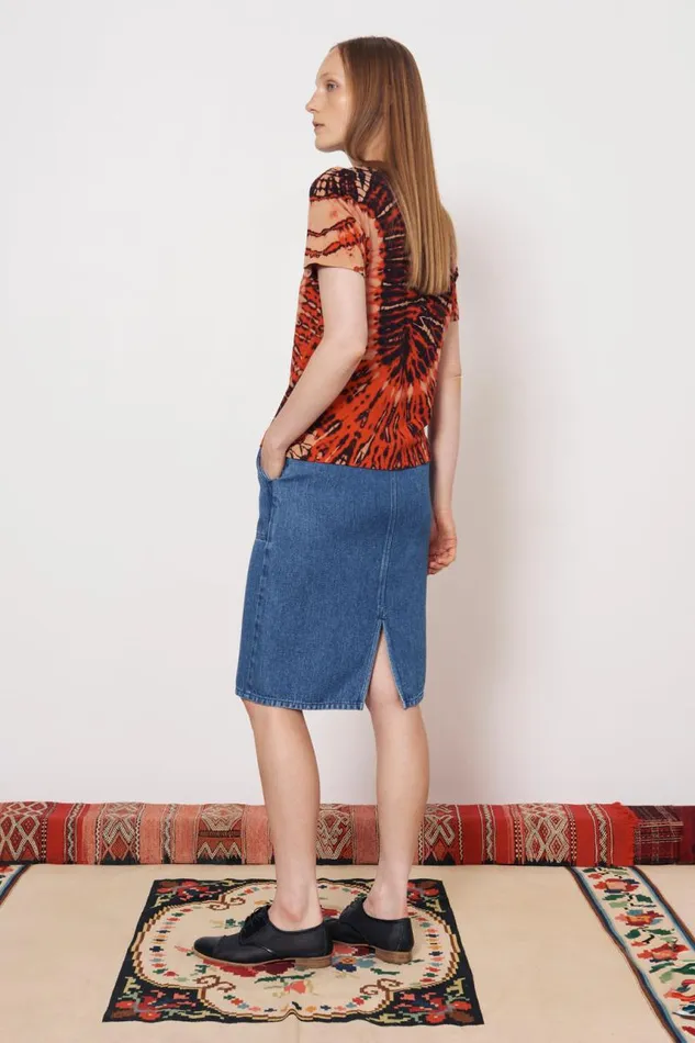 Raquel Allegra Tops Women Tomato And Navy Boy Tee Raquel Allegra Tops Women Tomato And Navy Boy Tee
