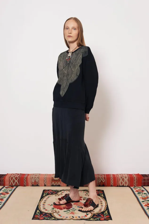 Raquel Allegra Tops Women Vintage Fleece Black Yves Sweatshirt