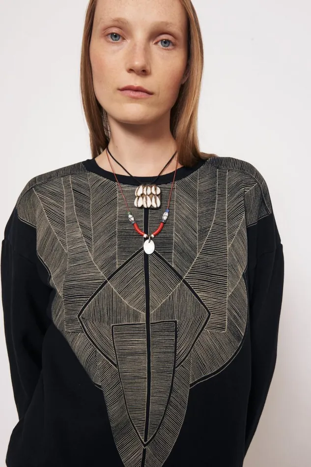 Raquel Allegra Tops Women Vintage Fleece Black Yves Sweatshirt