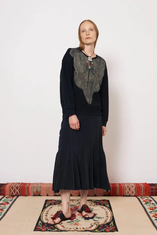 Raquel Allegra Tops Women Vintage Fleece Black Yves Sweatshirt