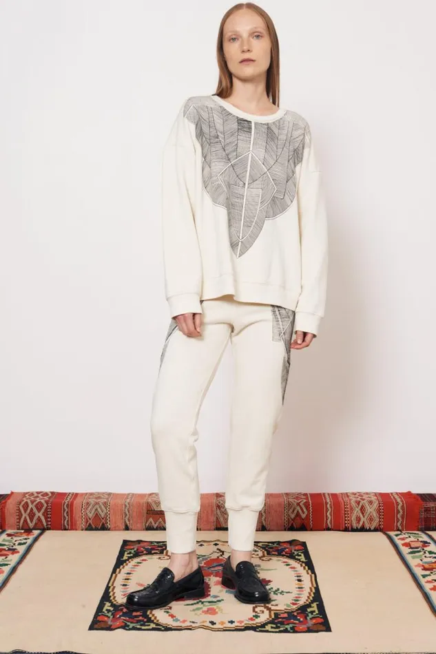 Raquel Allegra Tops Women Vintage Fleece Dirty White Yves Sweatshirt