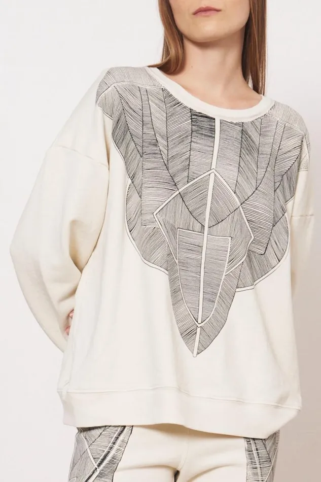 Raquel Allegra Tops Women Vintage Fleece Dirty White Yves Sweatshirt
